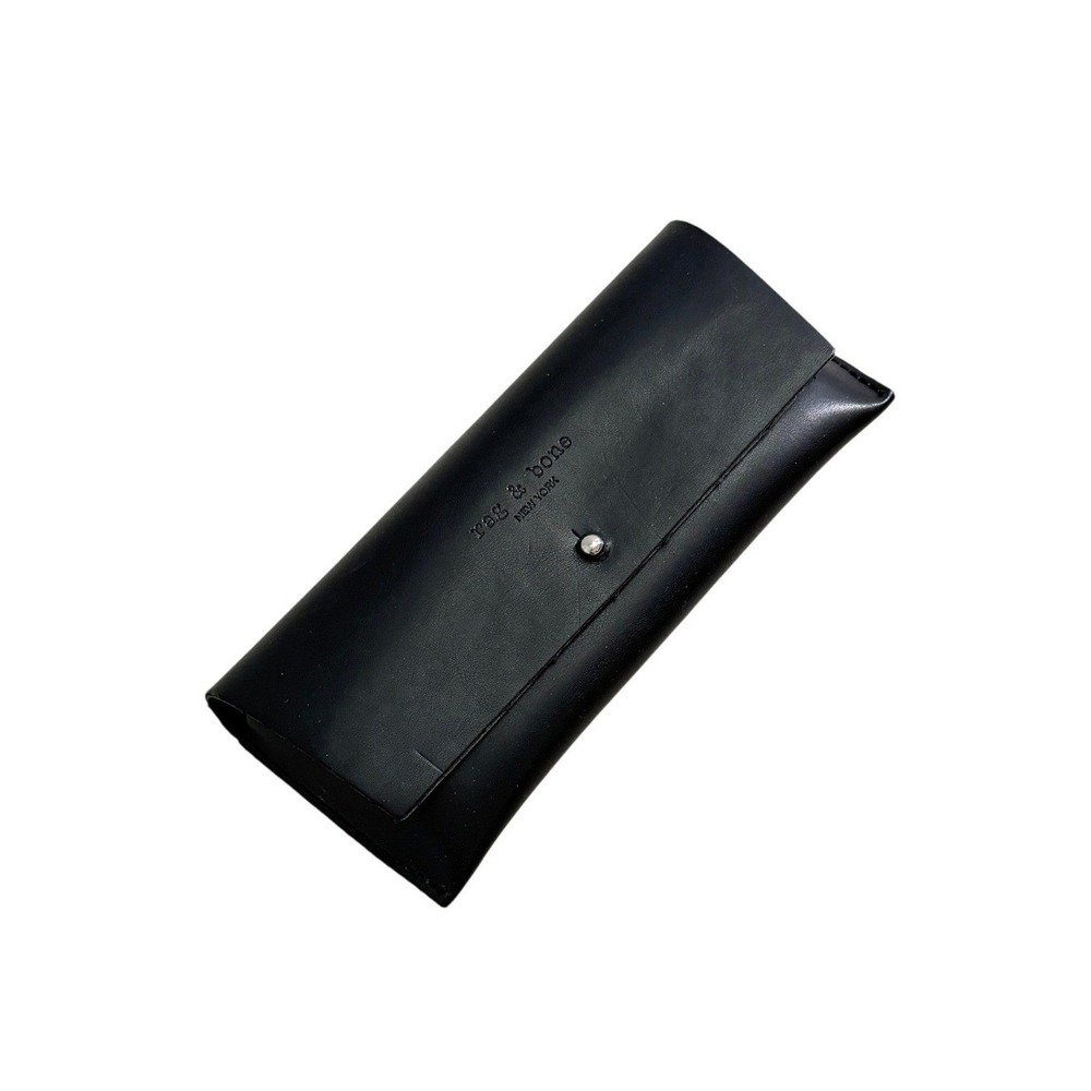 rag & bone New York Black Leather Sunglasses Eyeglasses Case Minimalist Case